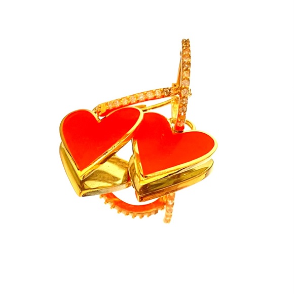 Two in one heart dangling earrings. - Picture 1 of 2